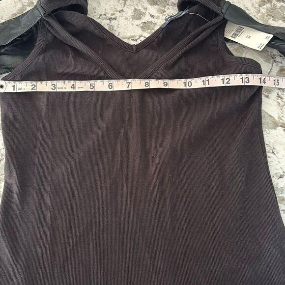 NWT Maeve Anthropologie Leather Bow strap tank top black XS - Picture 12 of 15